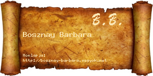 Bosznay Barbara névjegykártya